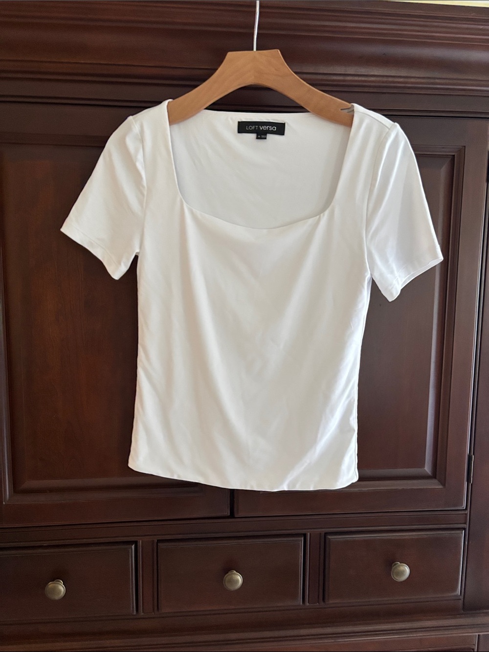 LOFT White Square Neck Short Sleeve Tee